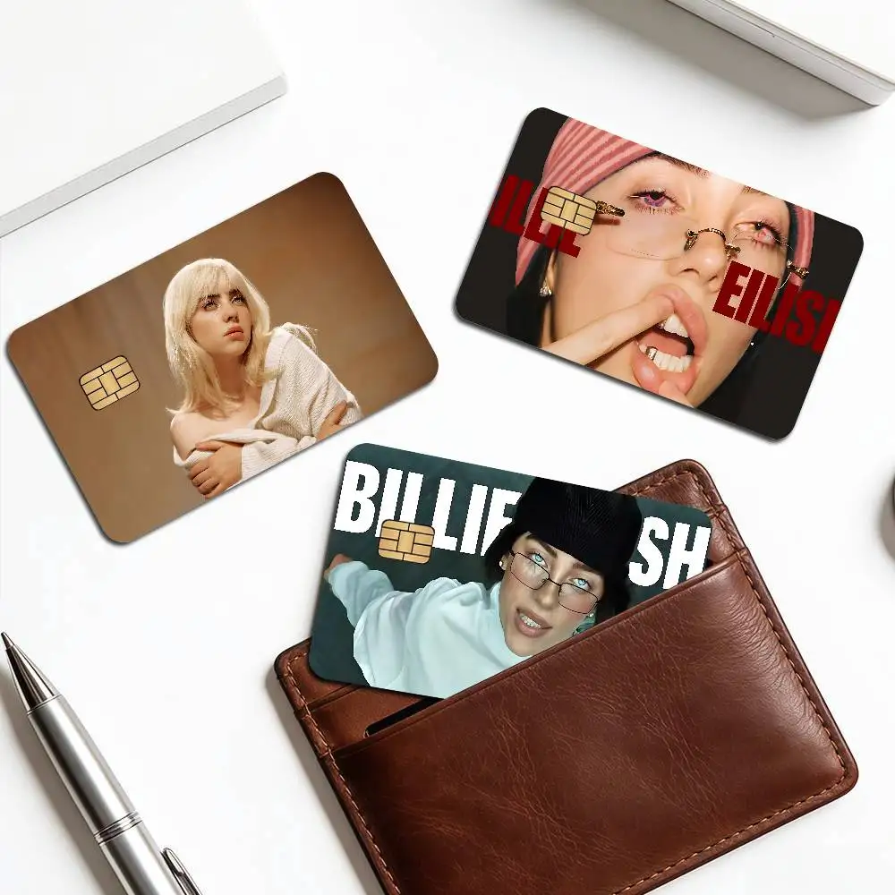 Singer B-Billie E-Eilish Cartoon Credit Card Skin Stickers for Bank Card Bus Metro Card Sticker Waterproof Women Gift
