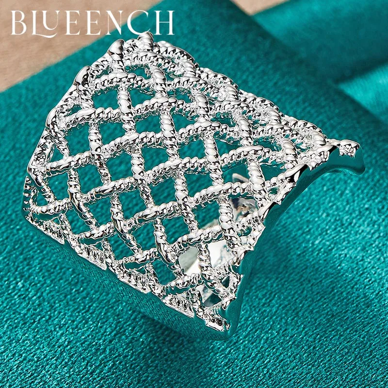 

Blueench 925 Sterling Silver Mesh Ring Is Suitable For Women'S Wedding Party Fashion Charm Jewelry