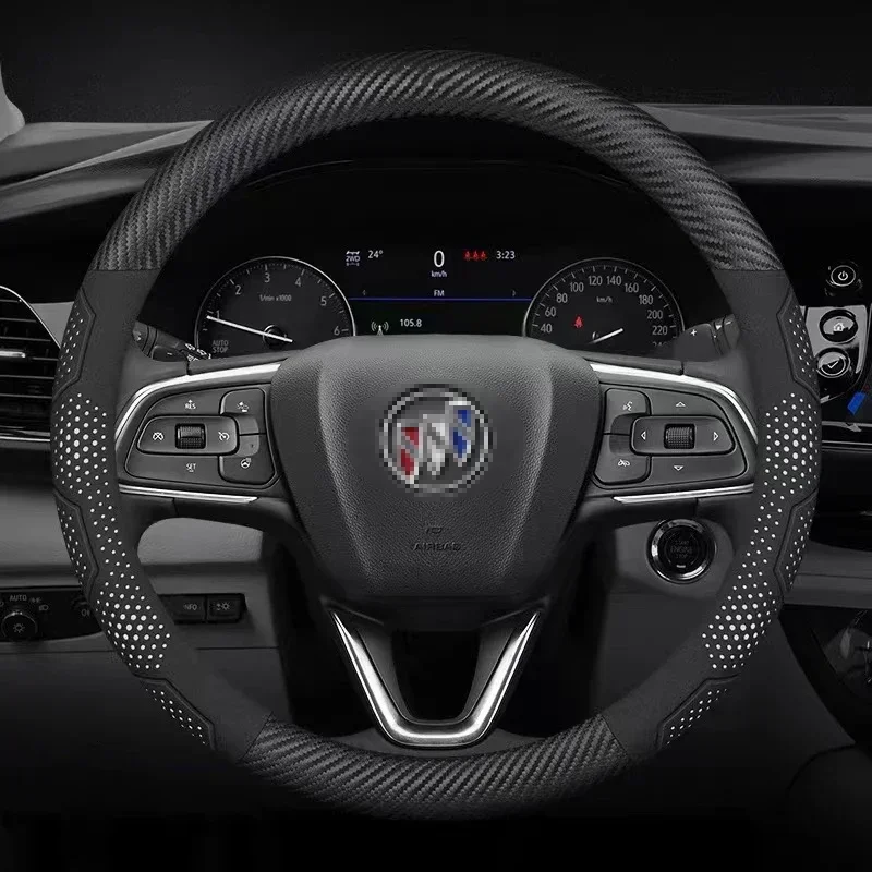 

Carbon Fiber Suede Leather Steering Wheel Cover for Buick Enclave Encore Lacrosse Envision Regal Veran GX GL6 GL8 Riviera Car