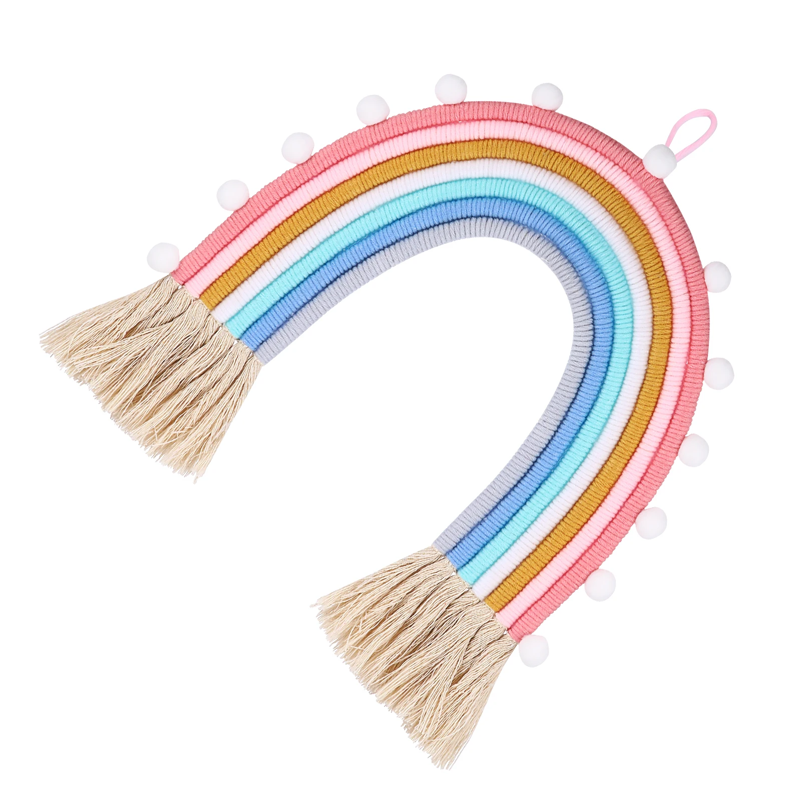 

1pc Handwoven Rainbow Cotton Pendant Decor Home Wall Art Household Woven Hanging Creative Eco-Friendly Room Ornament Unique Gift