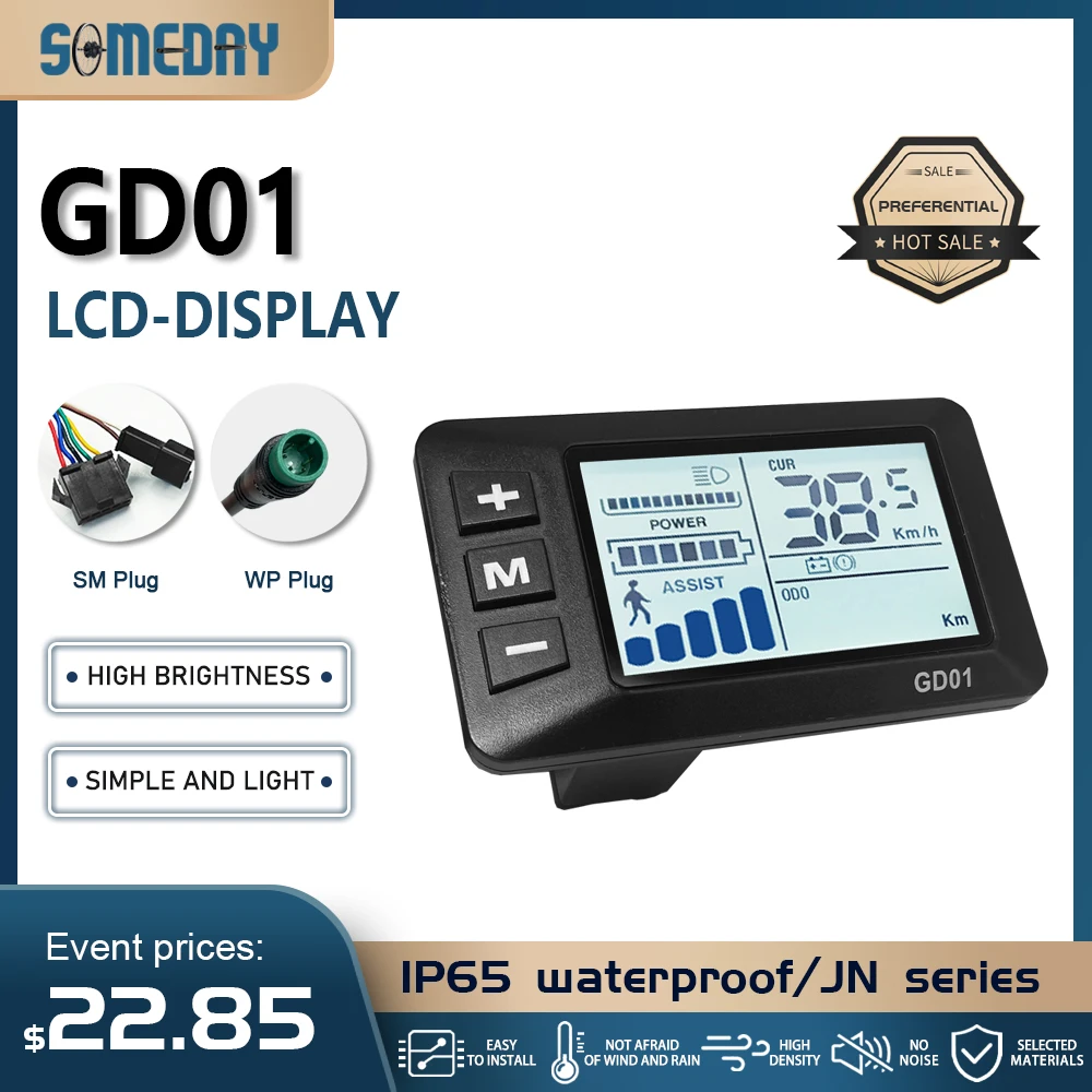 

Electric Bike Display Panel LCD GD01Display 24V-48V Mountain Electric Bicycle Assembly Parts SM/Waterproof accessory