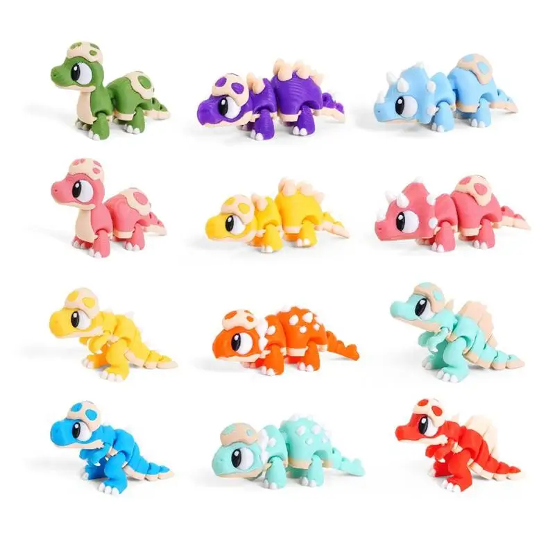 Mini 3D Printed Dinosaur Toys - Movable Joints Egg Shell T-Rex Spinosaurus Triceratops Brachiosaurus For Desktop Creative Decor