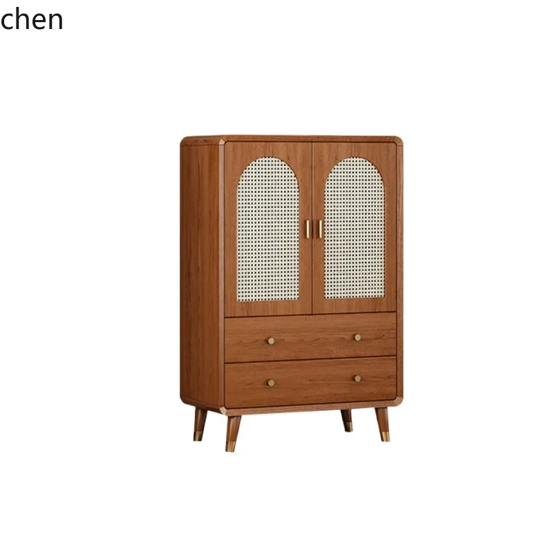 HXL Rattan coffee table TV cabinet combination household solid wood color multi-functional floor locker