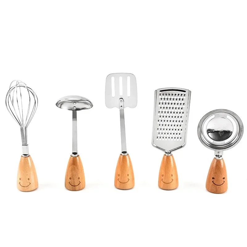 Smile Face Kitchenware Set Household DIY Baking Set Beech Smile Face Kitchen Tool Set Fork Spoon Shovel Cooking Gadgets