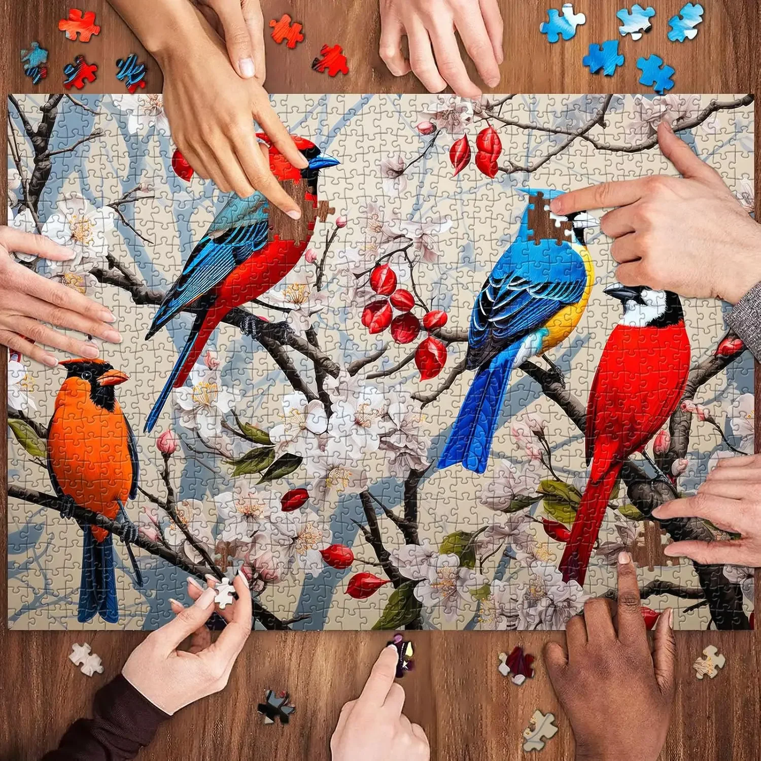 Jigsaw Puzzles 300/500/1000 Pieces for Adults Birds on Branch Educational Fun Game Intellectual Decompressing Interesting Puzzle