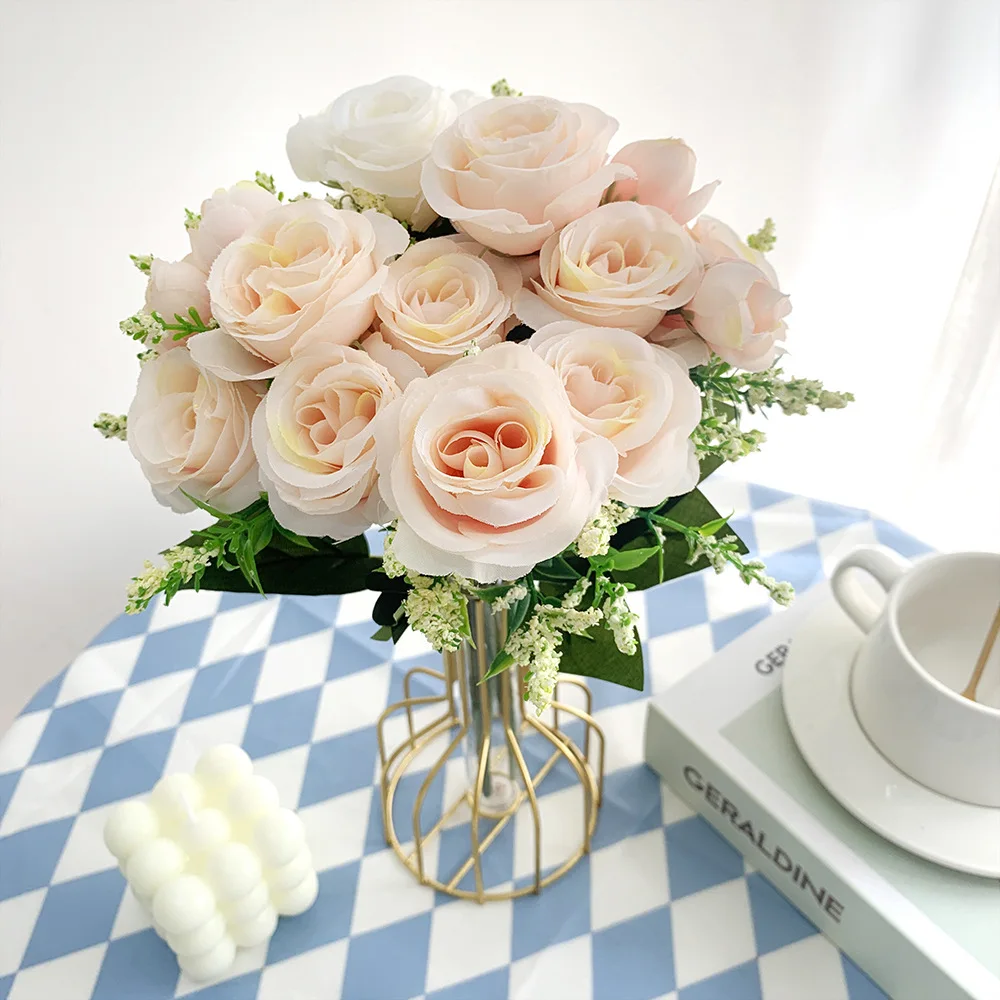 Künstliche Pfingstrose, rosa Rosen, Blumenstrauß, Seidenblumen für Hochzeit, Schreibtisch, Zimmer, Party, Blumenstrauß, gefälschte Blumenarrangements, Heimdekoration – Detail 9
