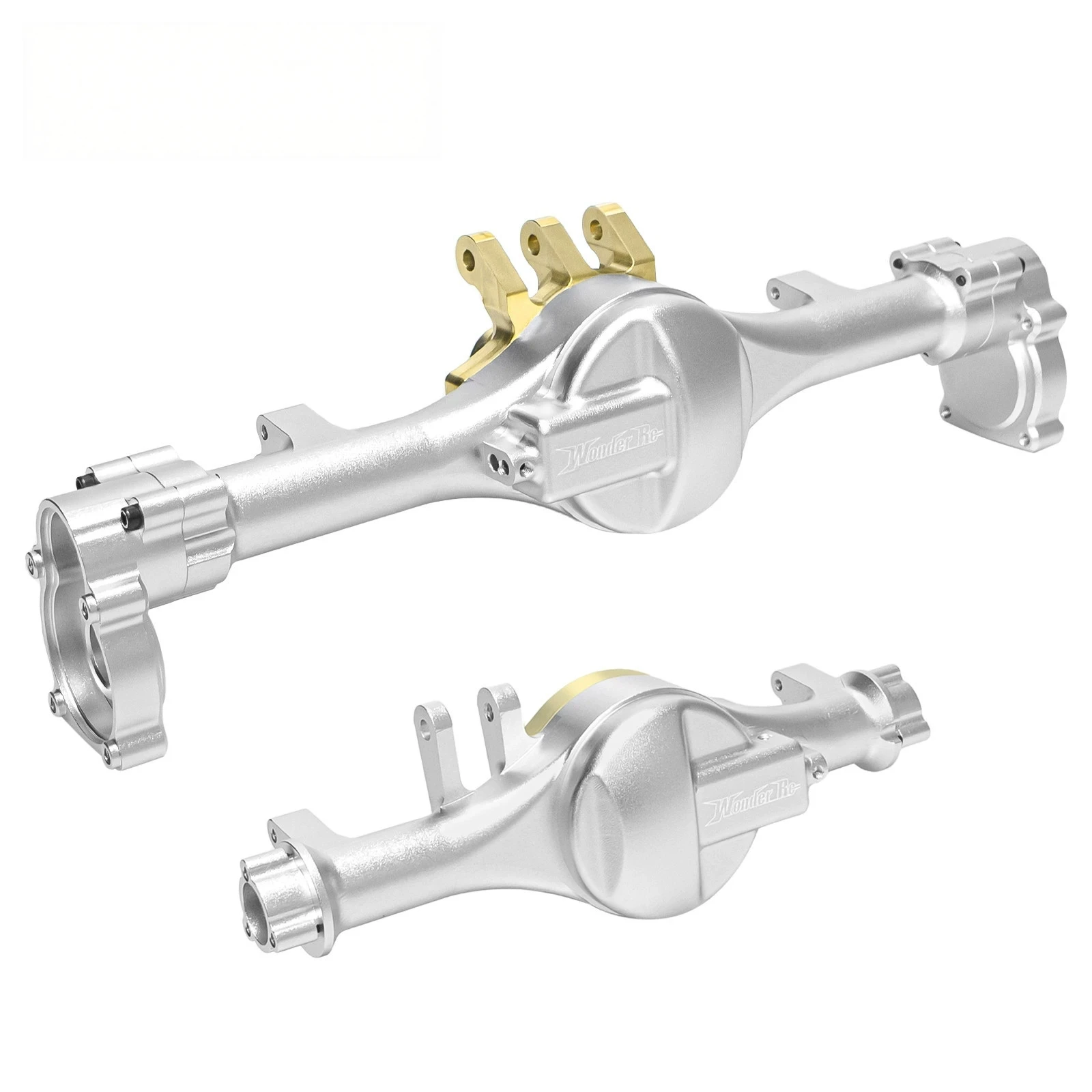 Wonder‑RC WR0002 CNC Aluminum Portal Axle With Brass Weight Diff‑Cover For Rlaarlo MK07 JK07 TK07 1/7 RC Crawler Upgrade Parts
