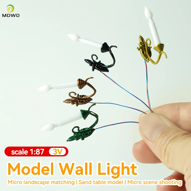 10 Uds. Delicado modelo ferroviario a escala 1:87 H 3V LED lámparas de poste de luz de Metal luces de pared