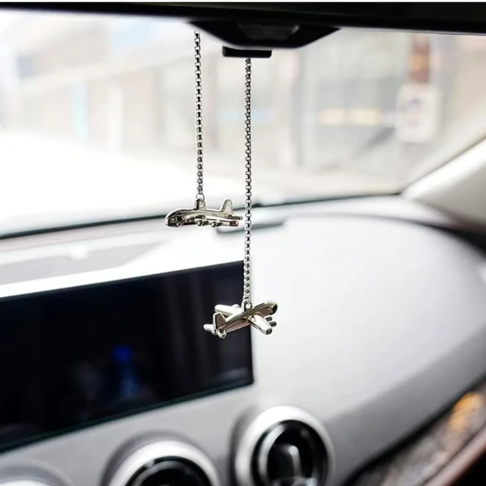 Little Airplane Car Rearview Mirror Ornaments Cute Airplane Car Chain Ornament for Automobile Suv Rv Tractor Trailer Vehicle