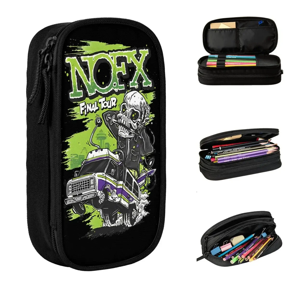 

NOFX Punk Rock Pencil Case Fashion Band Pen Box Bags Student Large Storage School Supplies Gifts Pencilcases