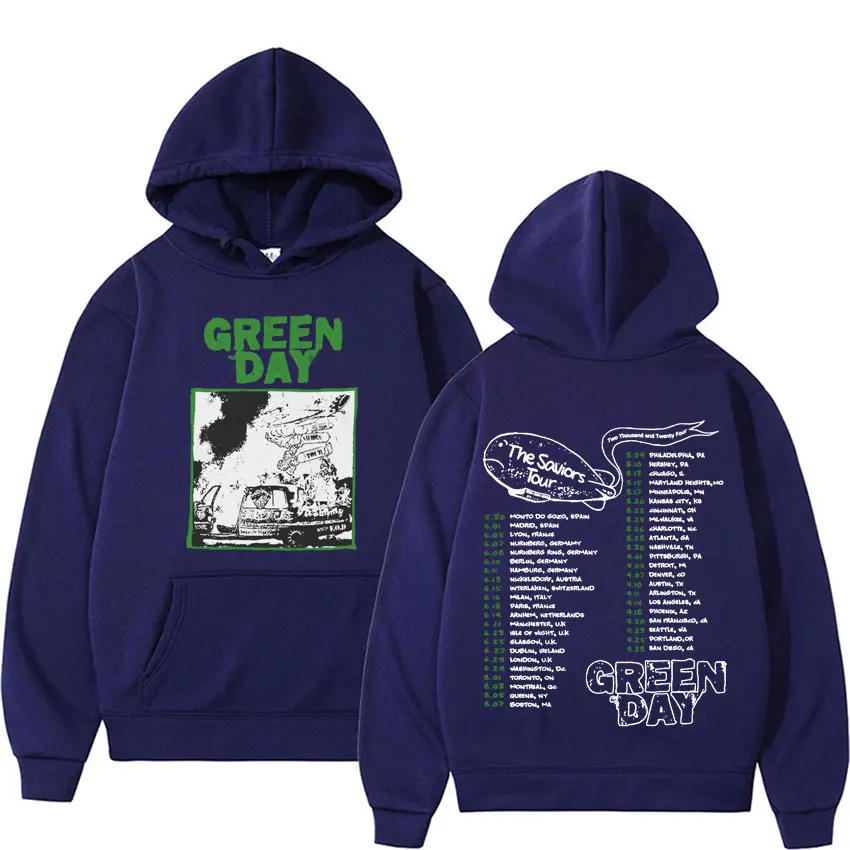 Rare Punk Band Green Day Tour Graphic Hooded Rock Concert Apparel Vintage Sweatshirt Men Women Harajuku Fashion Oversized Hoodie