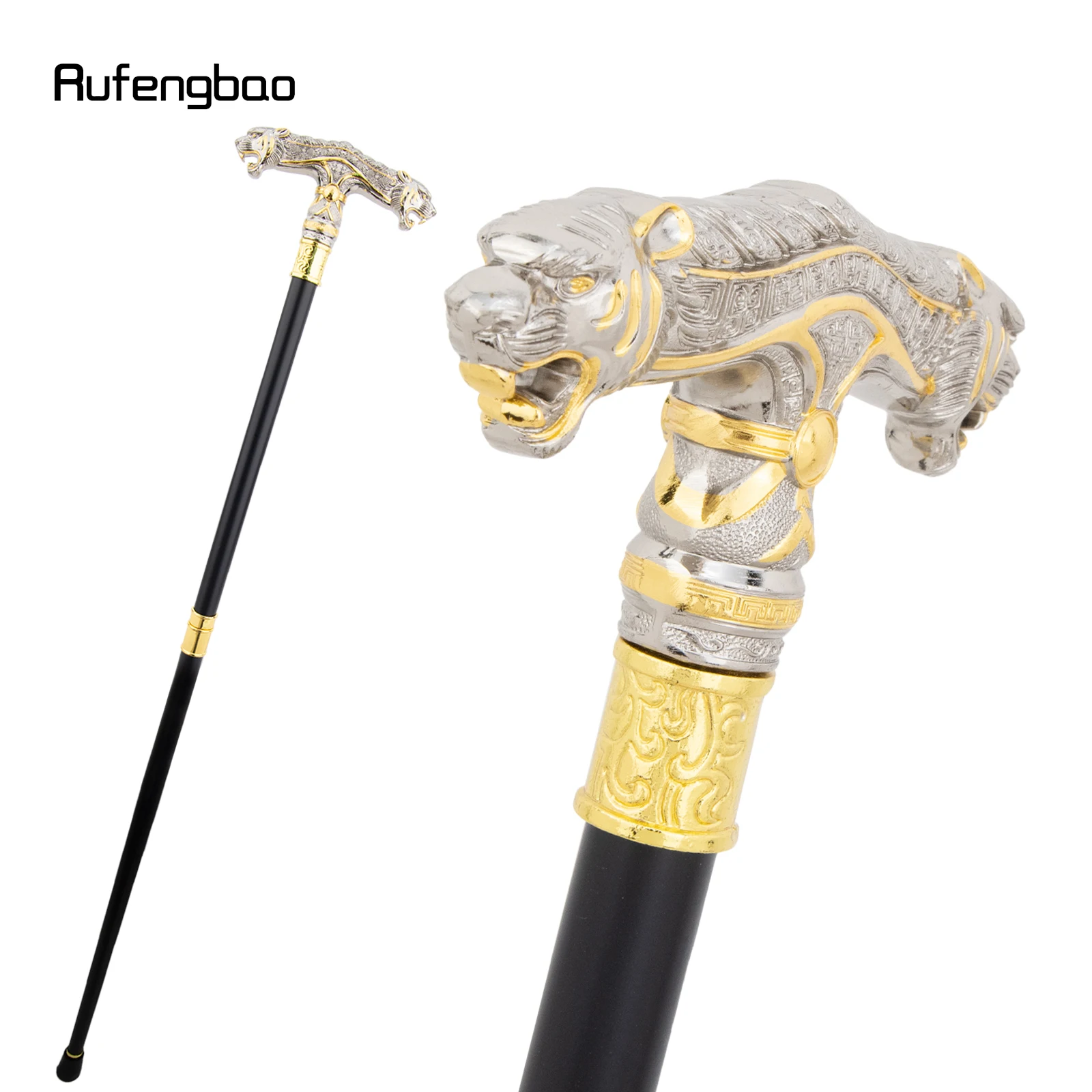 Golden White Double Head Leopard Walking Stick Decorative Stick Cospaly Vintage Party Fashionable Walking Cane Crosie  92cm view 5