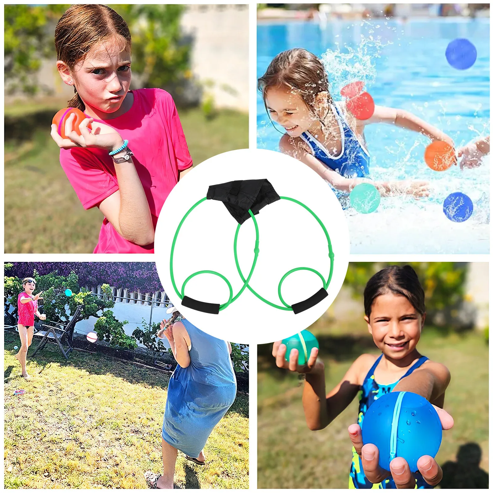 Balão de Água 1,5 Metros Linha Verde Inflável para Crianças Atividades de Festa de Verão Lançador de Balões de Água