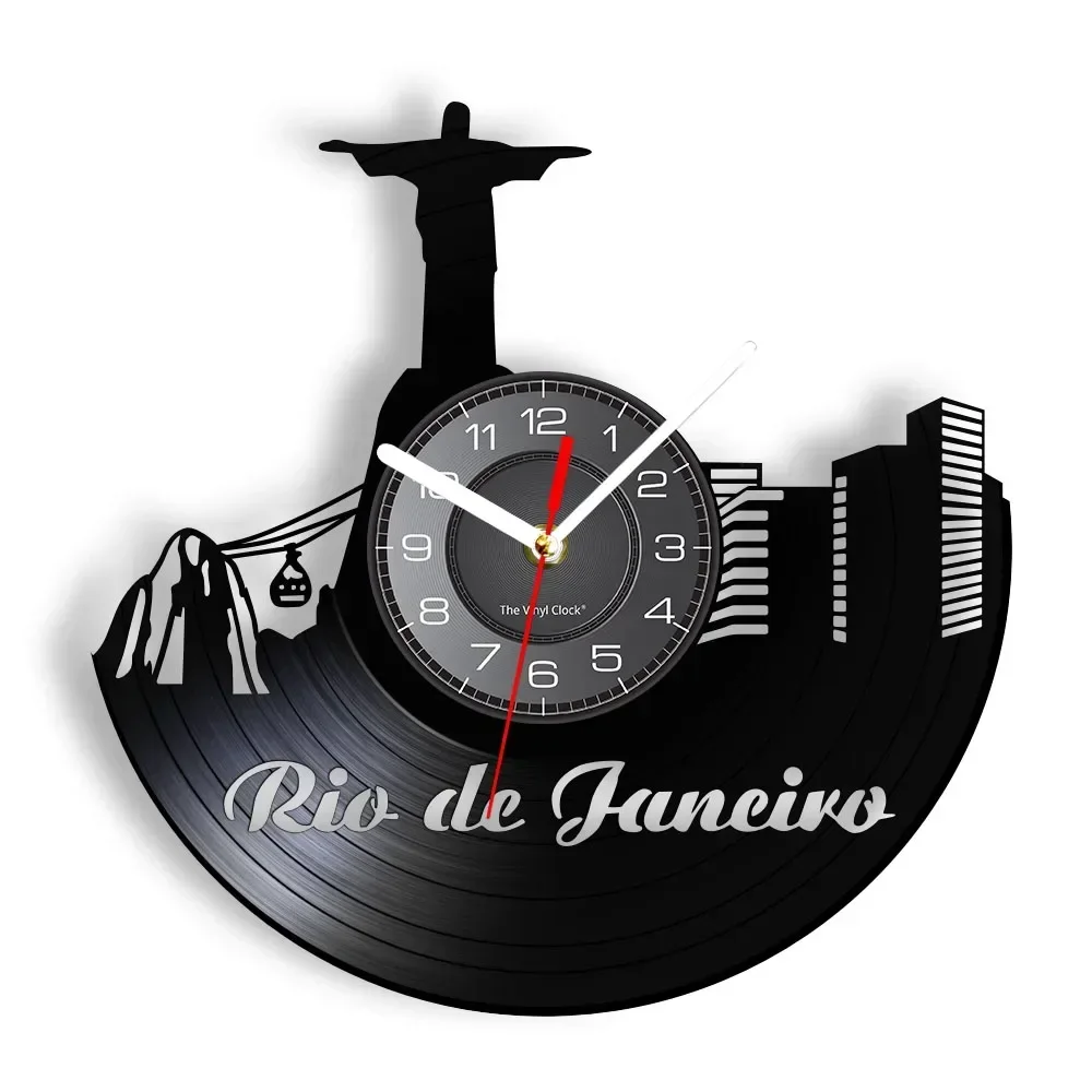 Reloj De pared Vintage con diseño De paisaje urbano, Corcovado De Brasil, estatuas De Jesús, Cable De coche luminoso, arte De vinilo, regalo De viajero