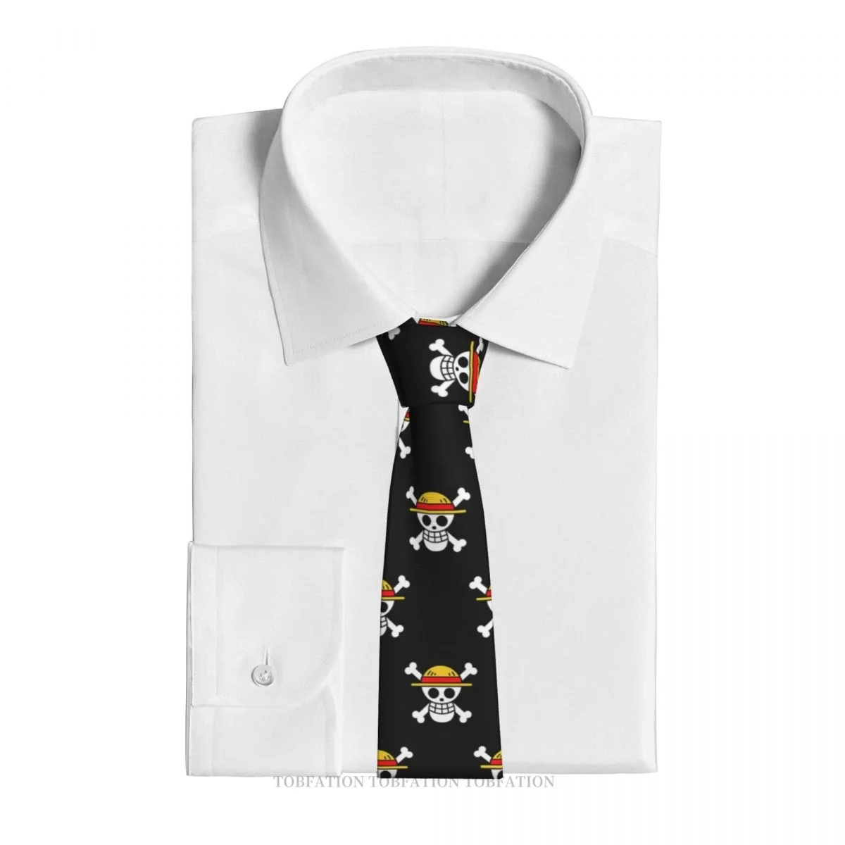 One Piece Mask Stickers Print Ties Art Casual Unisex Neck Tie Shirt Decoration Narrow Striped Slim Cravat