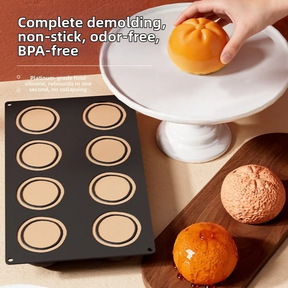 8 Cavity Orange Shape Cake Mold Non-stick Easy To Demold Realistic Fruit Baking Mold Reusable Non-toxic Pudding Jelly Mold