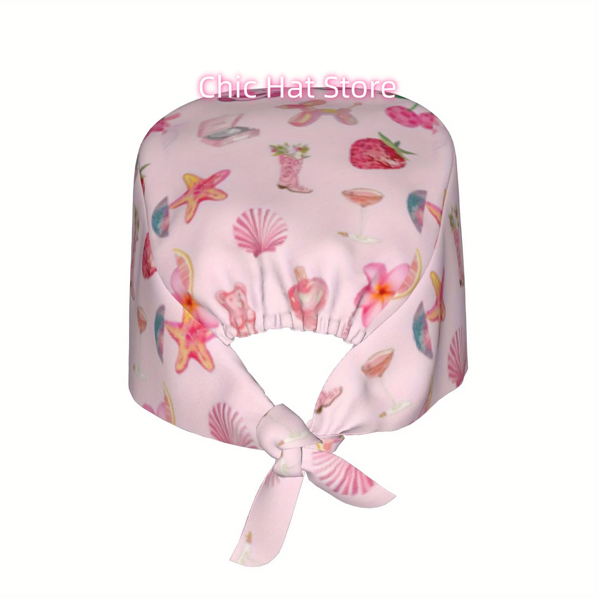 1pc of Fashionable Printed Work Cap for Women - a Lightweight Adjustable Skull Cap, Tie-Back Nurse Hat, Dustproof Chef And Cooki