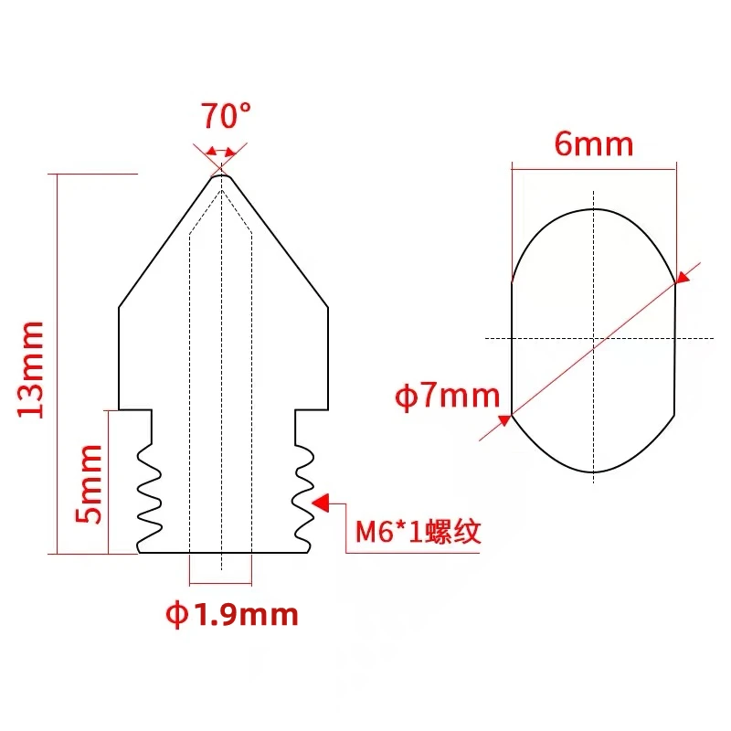1,75 mm MK8 Edelstahldüse Extruder Druckkopf für Anet A8 A8Plus CREALITY Ender 3 3S Pro V2 CR10 3D-Drucker 0,2–1,0 mm – Detail 3