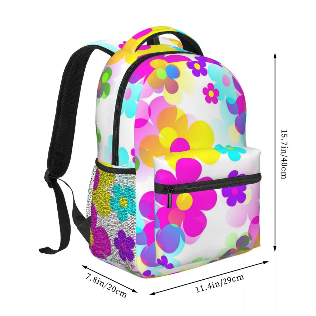 60's Retro Mod Small Flowers Multicolor Pop Backpack Student BookBag Children School Bag Computer Shoulder Bags for Men Women