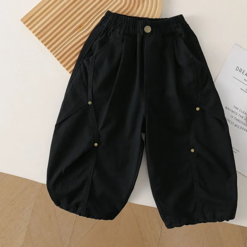 

Children Spring Pants 2026 New Style Boy Spring and Autumn Solid Color Casual Wide Leg Pants Middle and Small