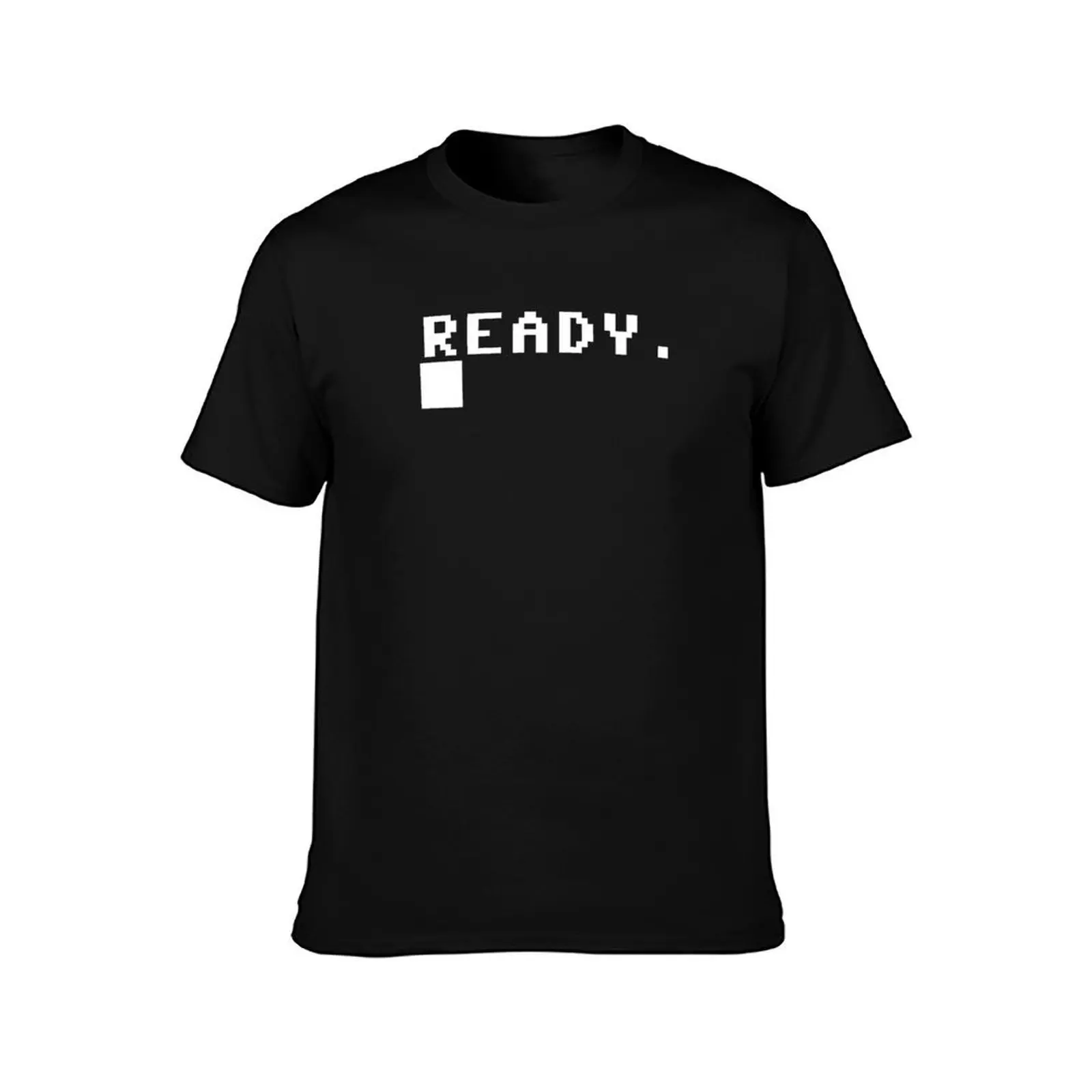 Commodore 64 READY Prompt C64 T-Shirt, Summer Casual Cotton Tee, Oversized Streetwear Tops, Vintage Graphic Print, 100% Cotton