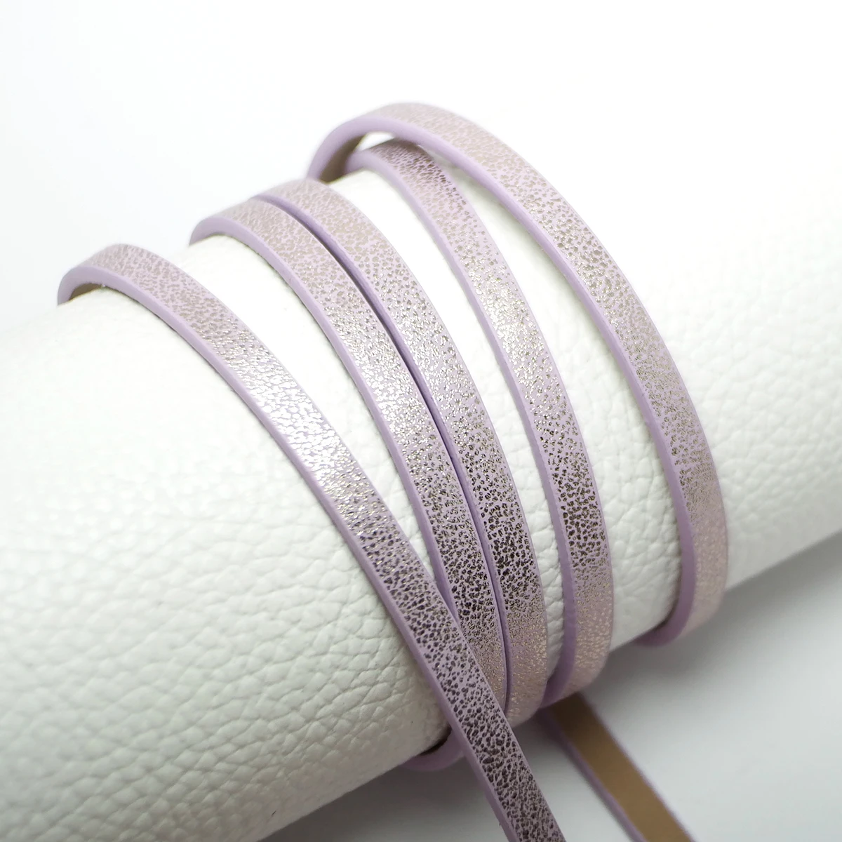 5mm Light Purple Shiny Synthetic Leather Cord for Bracelet Making, Soft Litchi Texture, 1.15m Jewelry Craft Strips, DIY Supplies