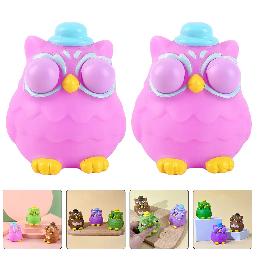 

3Pcs Owl Squeeze Cartoon Eyes Popping Stress Relief Pressure Relief Compact Sensory Squeezing Animal Hand Play Gift