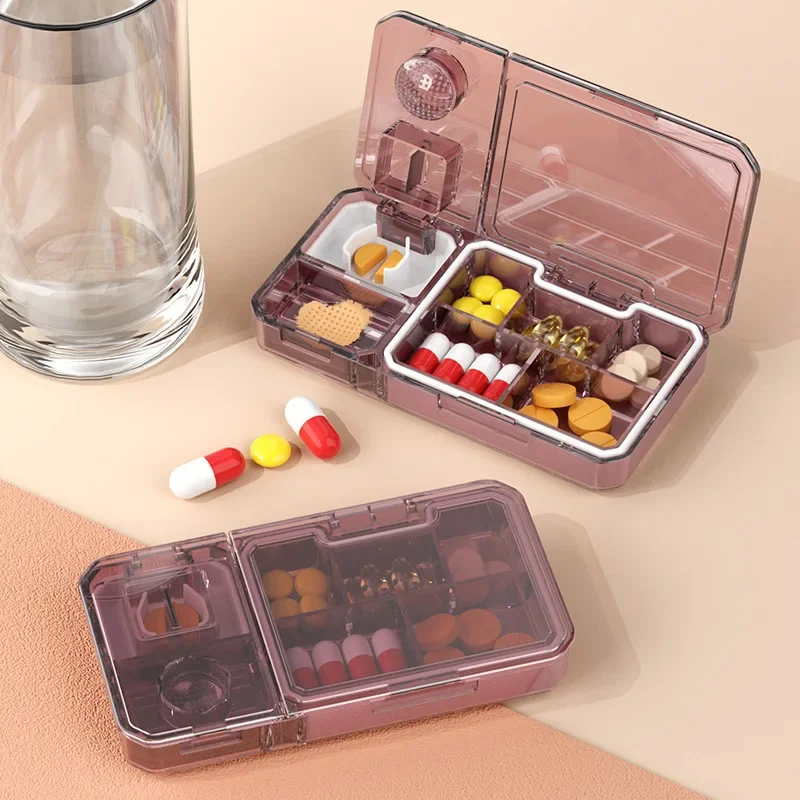 3-in-1 multifunctional Pill Box Organizer Pill Cutter With Invisible Storage Box Portable Medicine Organizer Crusher