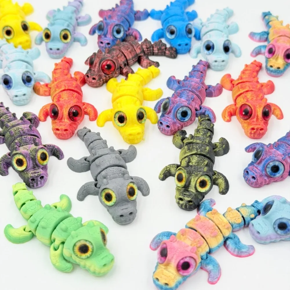 3D Printing Crocodile Figures Multi-joint Movable Simulation Eyes Home Decor Accessories Kids Gifts Living Room Desk Decoration