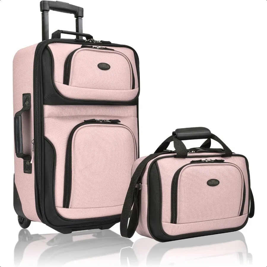 

Rio Fabric Expandable Carryon Lage Rolling Suitcase Pink 2 Wheel Set