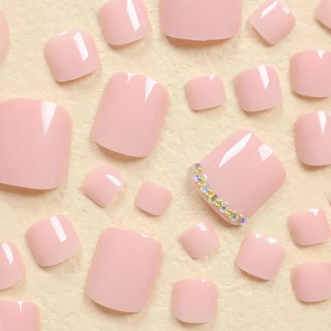 24 قطعة طرف فرنسي أسود أظافر وهمية ثلاثية الأبعاد Bowknot ديكور عارية الوردي اضغط على الأظافر للقدم الصيف النساء أظافر كاذبة يمكن ارتداؤها