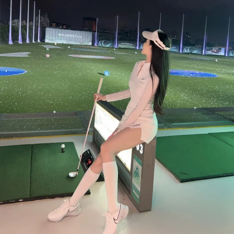 مجموعة تنورة قصيرة جذابة للسيدات في الهواء الطلق بياقة واقفة وسحاب وأكمام طويلة وقصة ضيقة وجذابة سريعة الجفاف