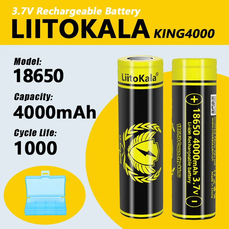 1-40pcs LiitoKala King4000+box 18650 4000mah Battery Highest Capacity CDR 10A 3.6V Reachargeable BatteryFor VapeMod Flashlight