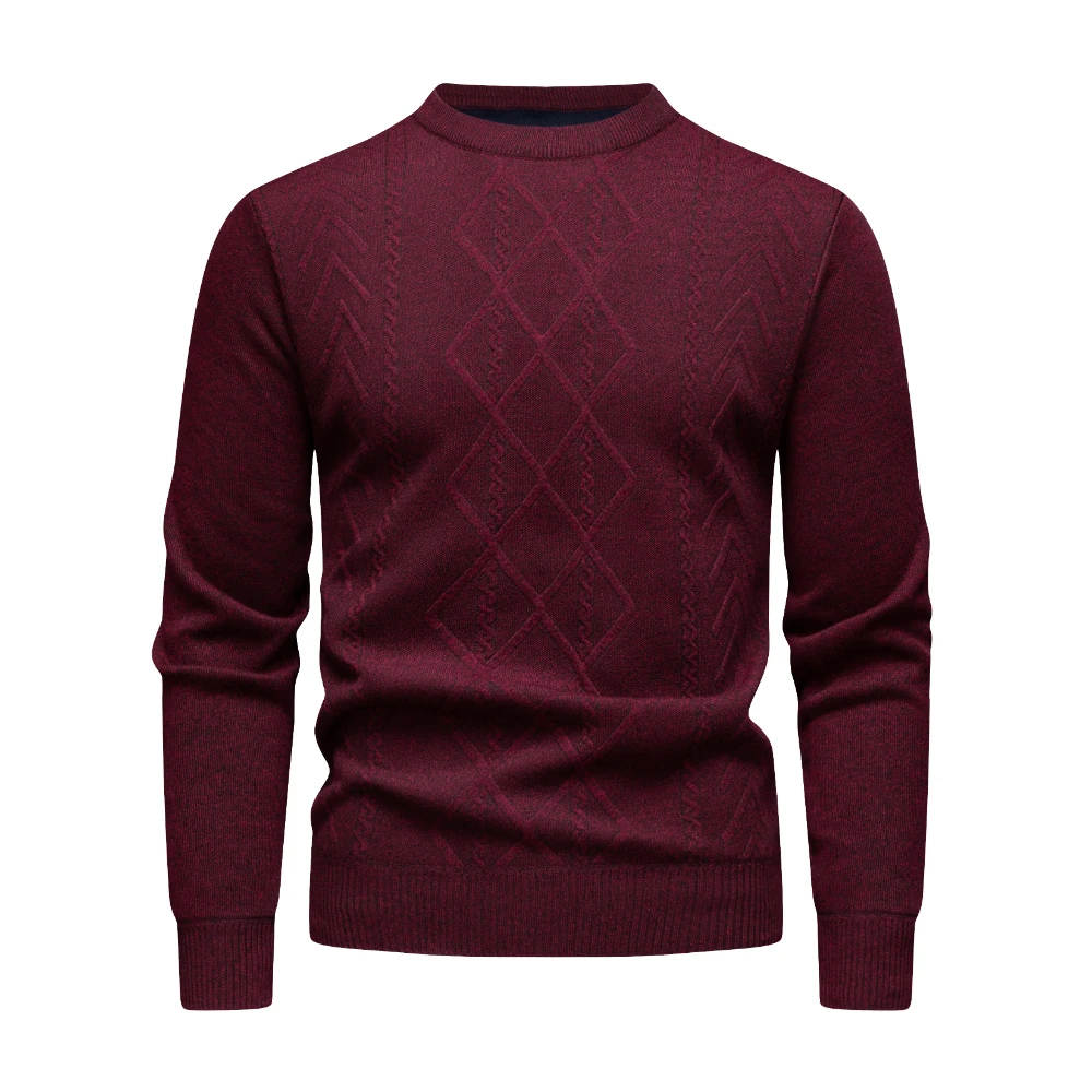 COODRONY Brand Men's Sweaters A&W Thick Warm Pullover With Liner Casual Argyle O-Neck Soft Sweater Men Clothing XXS - XL 5085