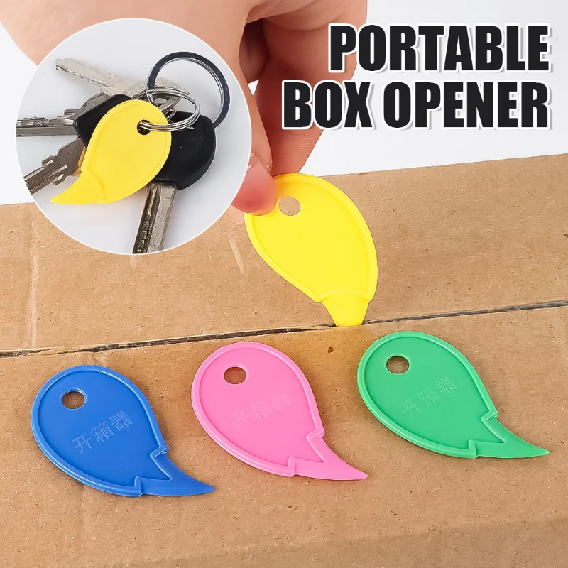 Portable Plastic Letter Opener Cutting Supplies Box Opener Keychain Slicer Unpacking Knife Mini Safety Package Cutter Tool