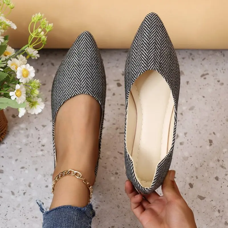 Zapatos planos de cuero suave para Mujer, mocasines informales antideslizantes con punta estrecha, cómodos, Primavera, 2024