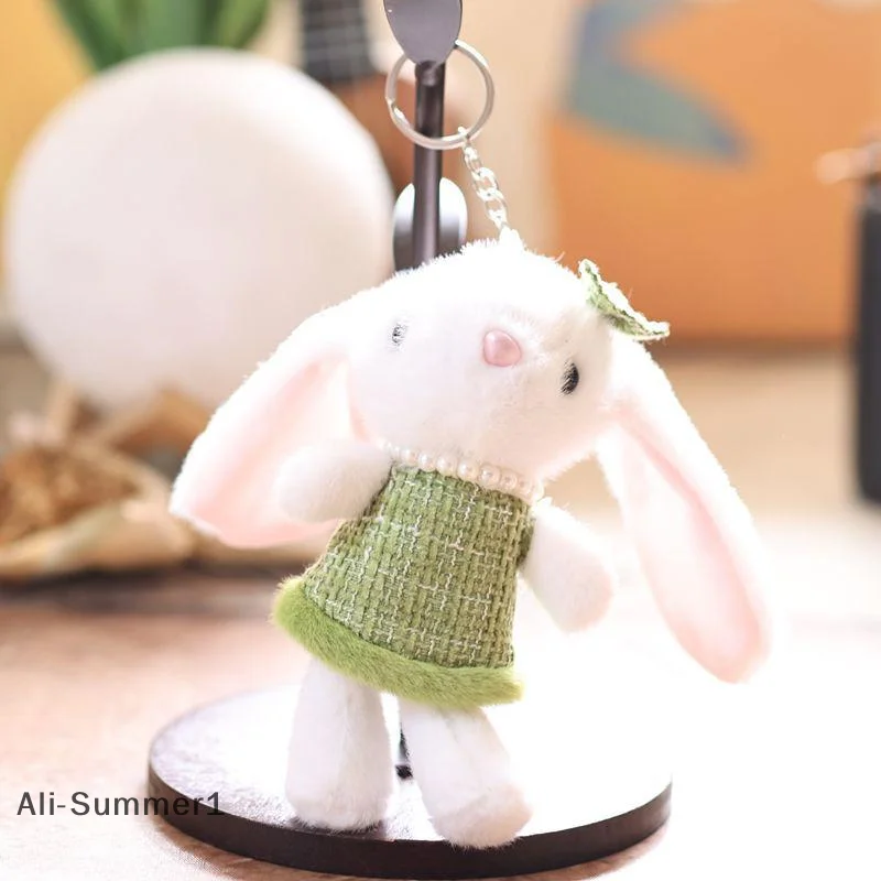 【E】Sweet Cute Bunny Plush Toy Cartoon Stuffed Doll Keychain Bag Pendant Backpack Hanging Decoration Lovely Gifts