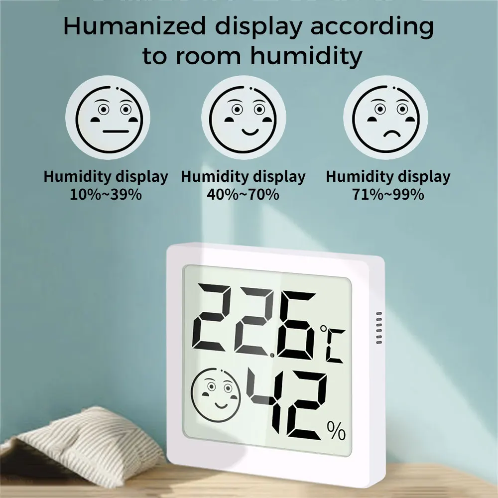 LCD Electronic Digital Temperature Humidity Meter Indoor Outdoor Thermometer Hygrometer Weather Station Gauge Sensor Smart Home