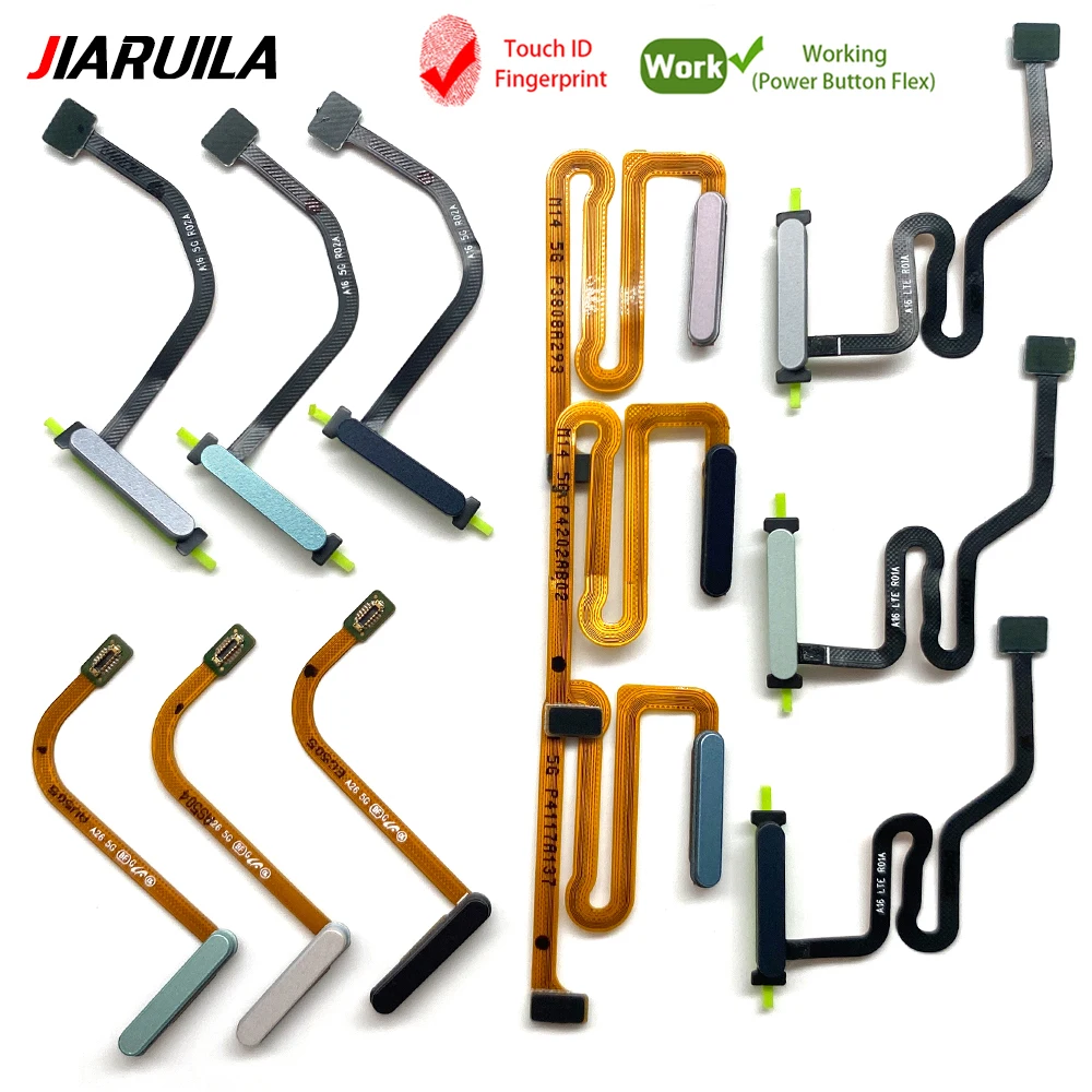 10 قطعة الماسح الضوئي لبصمات الأصابع لسامسونج A06 A16 A26 4 جرام 5 جرام ID زر المنزل بصمة القائمة العودة مفتاح التعرف على الاستشعار الكابلات المرنة