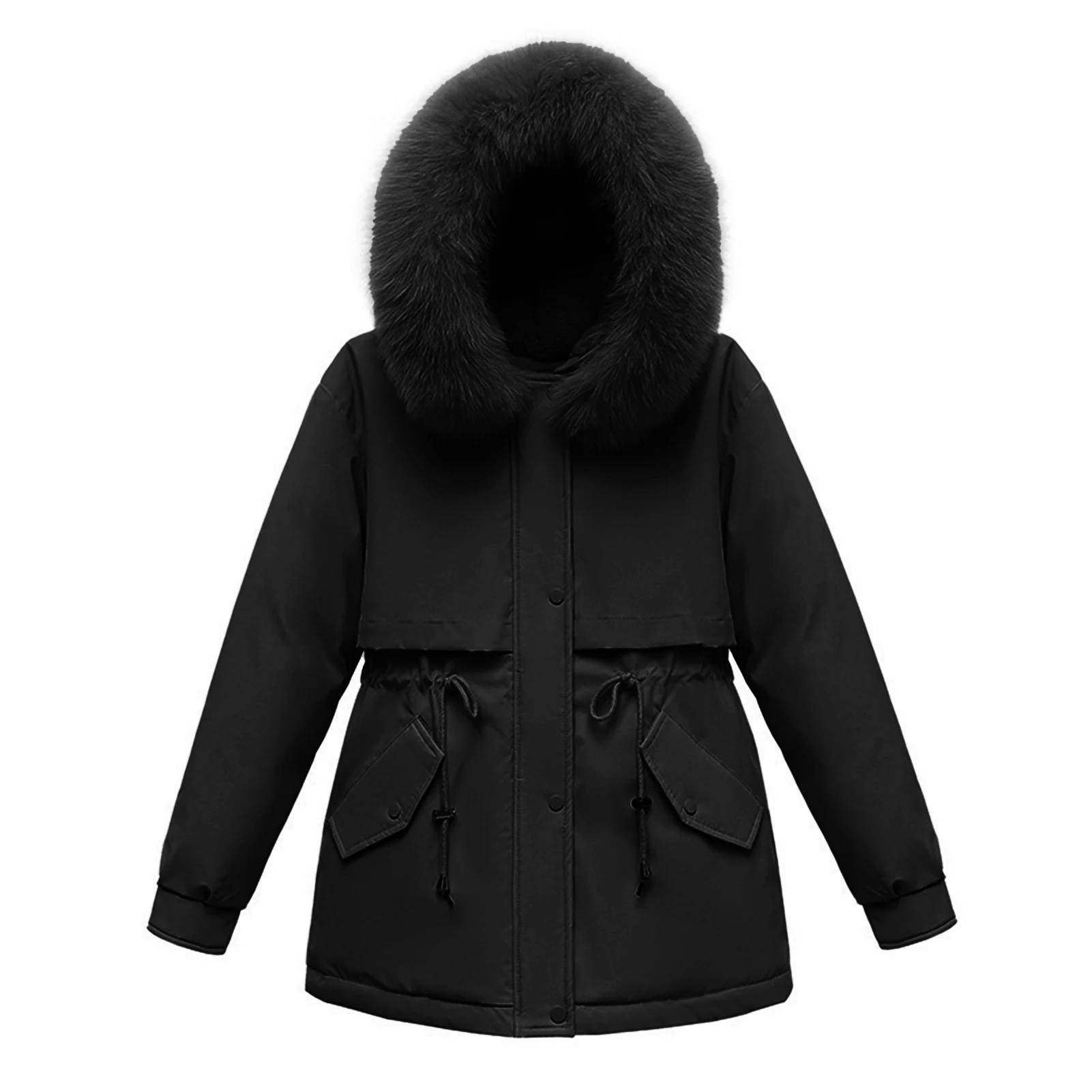 Women's Winter Coats Hooded Fleece Lined Parka Coat Jacket with Pockets Lightweight Thermal Coats