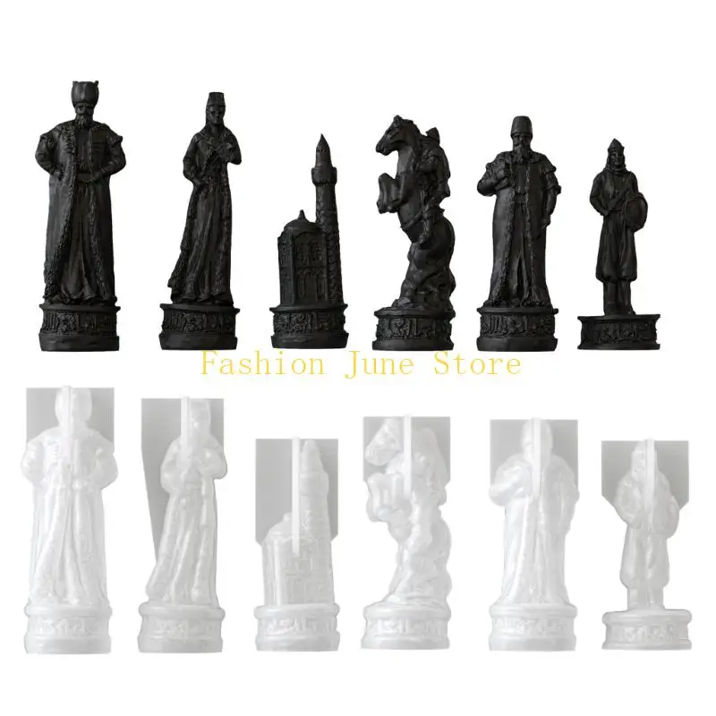 N5KA Reusable Silicone Chess Resin Mold for Casting Work, Craft Mold for Display Pieces Home Projects, and Gifts