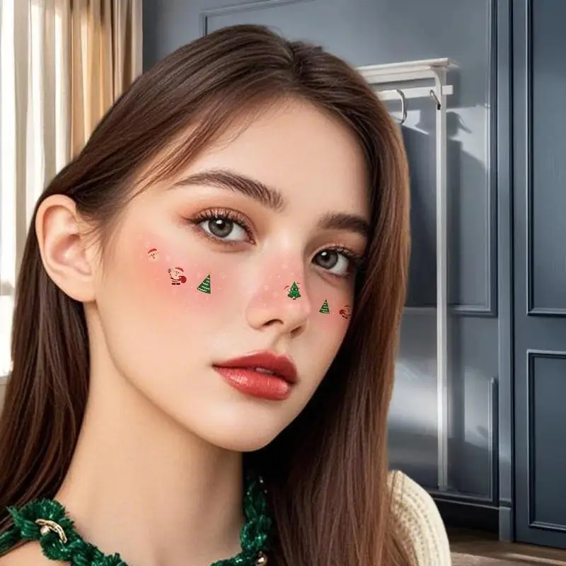 

6 листов рождественские блестящие веснушки голографические наклейки Санта-Клаус колокольчик снеговик временные татуировки наклейки для фестиваля вечеринки