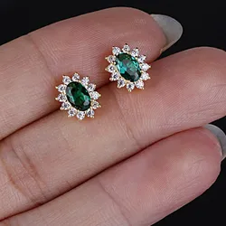 Palace Retro Luxulite Full Drilling Water Drop Rhinestones Female Earrings Sweet Earrings Long Earrings Green Crystal Earrings