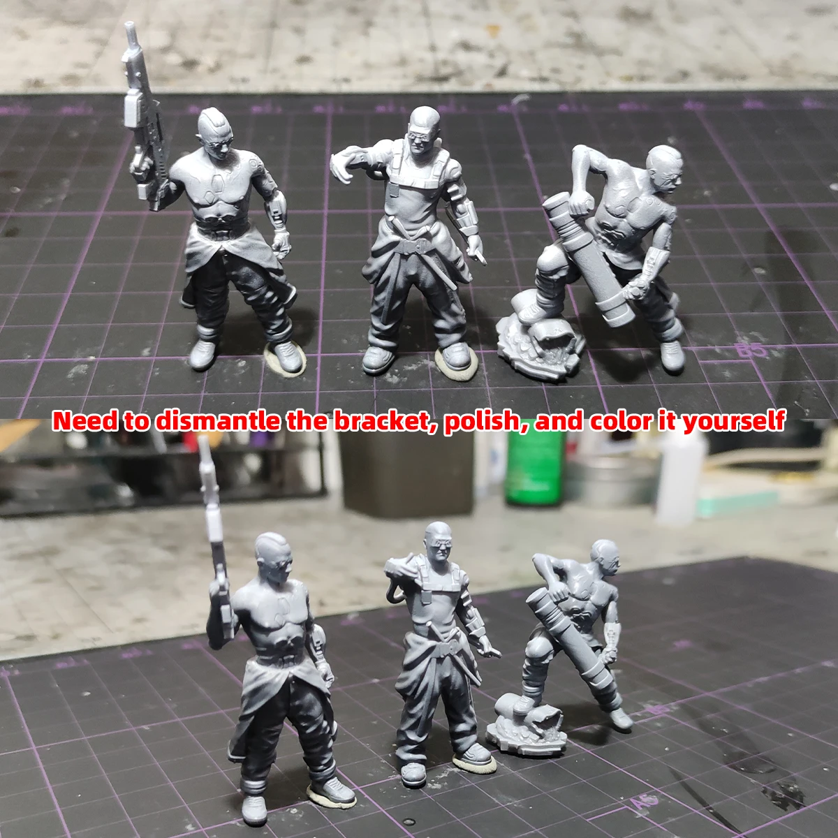 1/35 1/48 1/60 1/72 1/100 1/144 Modellbausatz 3D Harz Miniatur-Soldatenfiguren Diorama Unbemalt Cyberpunk Cyborg Squad DIY – Detail 5