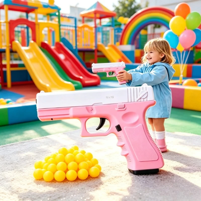 Youth Outdoor Interactive Play Toy, G17 Style Manual Soft Dart Model Built‑in Laser Module With Bottom Magazine Loading