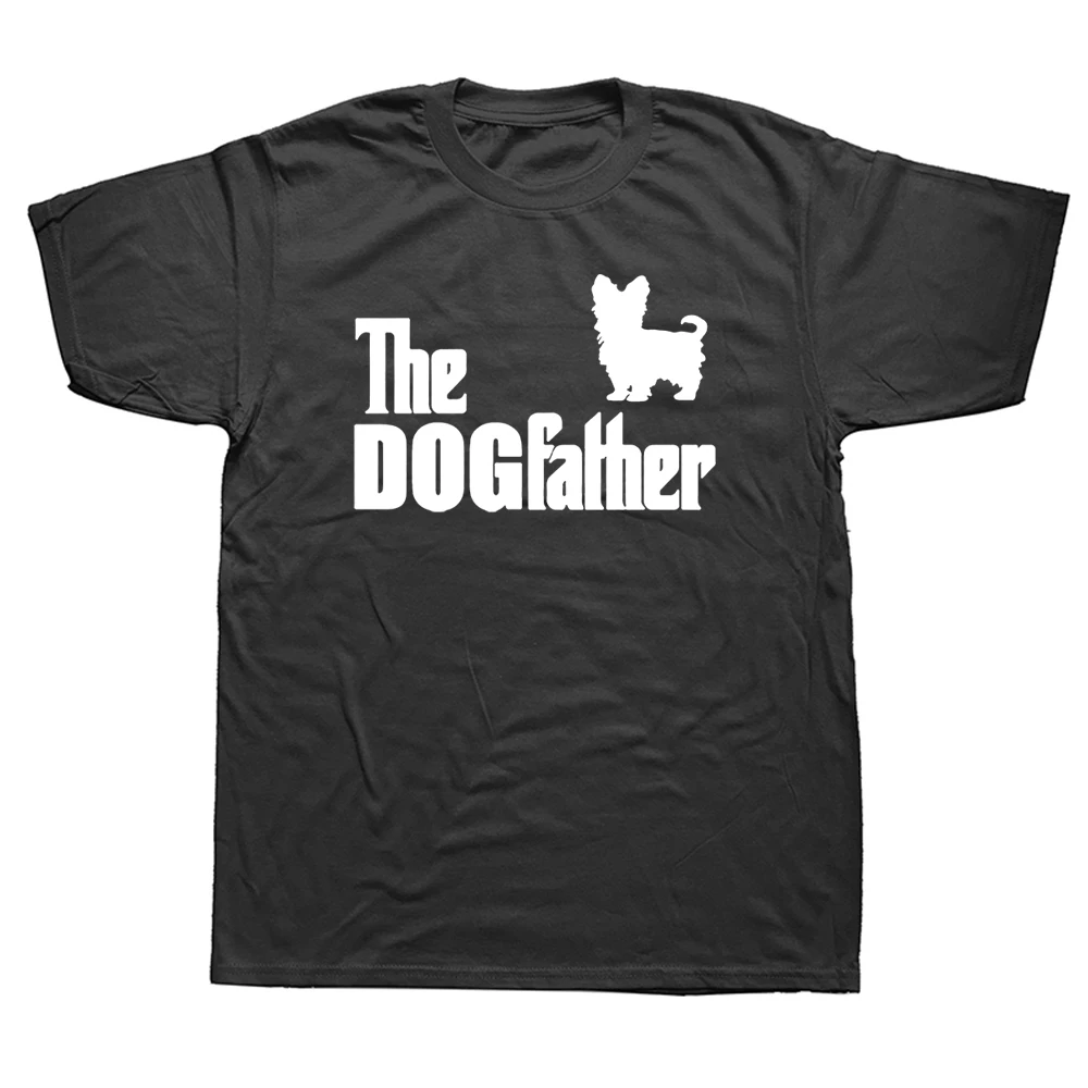 

Dog Dad T-shirt The Dogfather Yorkshire Terrier Men's Yorkie Dog Tshirt Men Short Sleeve Cotton Tees Tops Harajuku