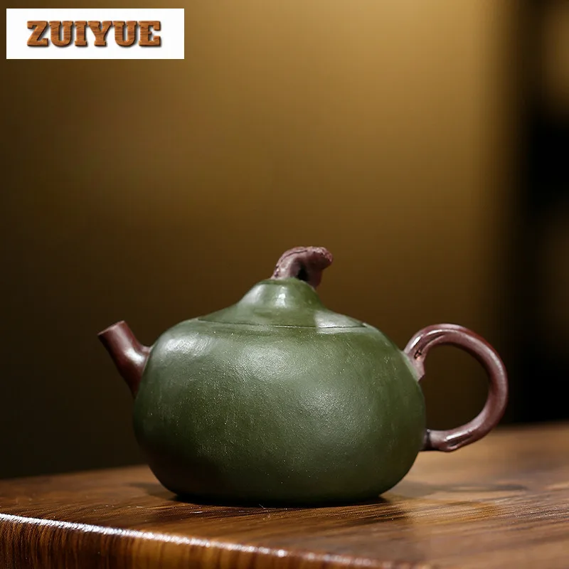 

130ml Elegant Yixing Purple Clay Teapots Handmade Gourd Pot Raw Ore Green Mud Kettle Zisha Tea Set Drinkware Supplies Collection