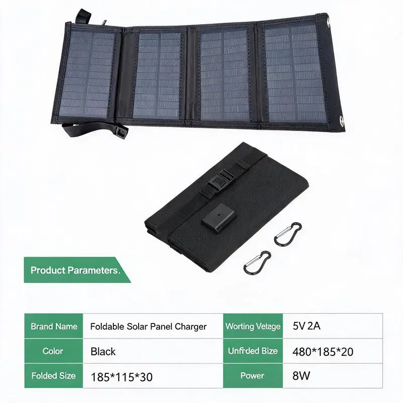 Multifunctional 8W Solar Folding Bag Outdoor Portable Solar Charging Energy Storage Power Pack
