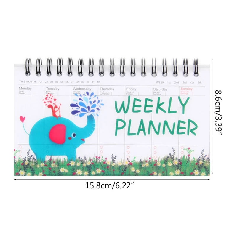 แบบพกพาเกลียววางแผนรายเดือนรายสัปดาห์ 50 แผ่นปกครองหน้า Academic Planner