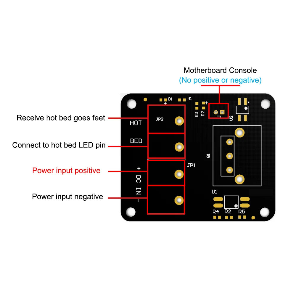 3D Printer Hot Bed High-power Expansion Board Heating Controller MOSFET High Current Load Module 25A 12V or 24V for 3D Printer